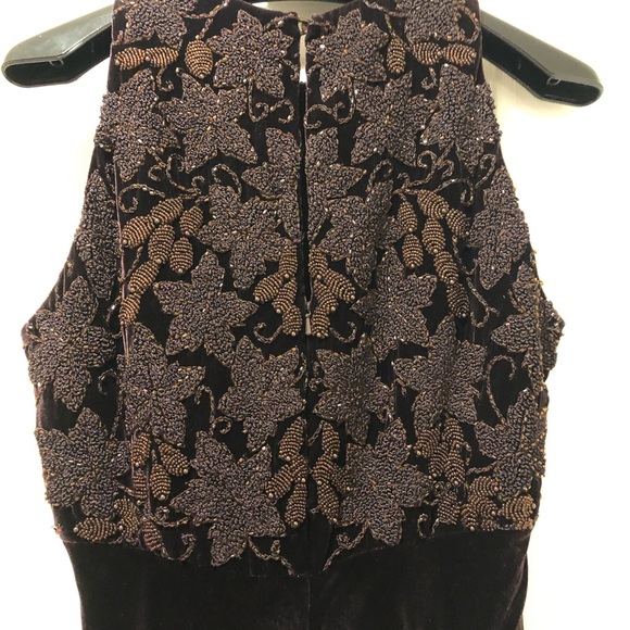 Carmen Marc Valvo Velvet Gown Chocolate Brown - Picture 3 of 6